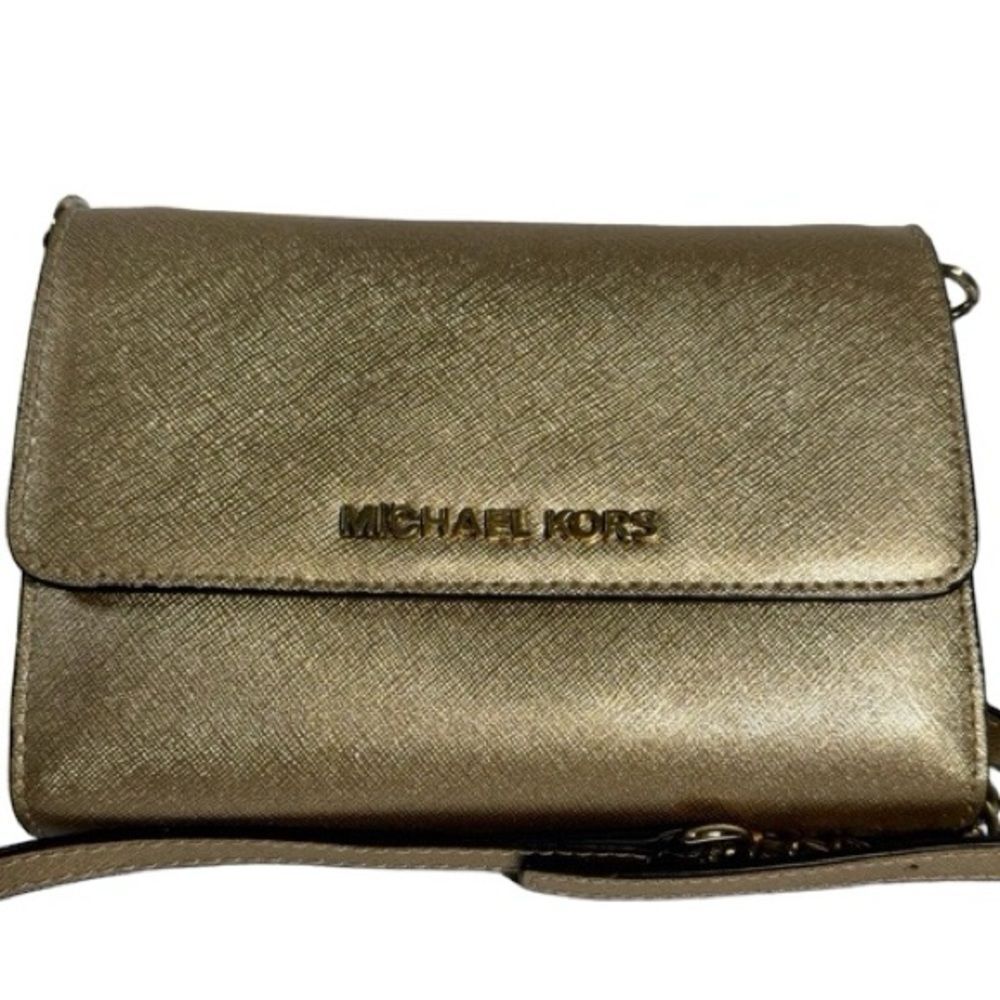 Michael Kors Gold Glitter Crossbody Purse - Picture 2 of 7